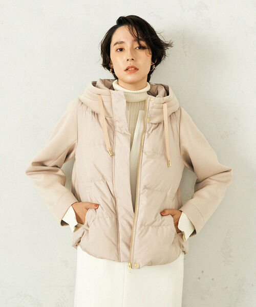 NOLLEY’S（ノーリーズ）の「◇【WEB限定】カットボンディング×スムースタフタダウン（ダウンジャケット/コート・レディース・ベージュ/ブラック・FREE）」の18枚目の写真