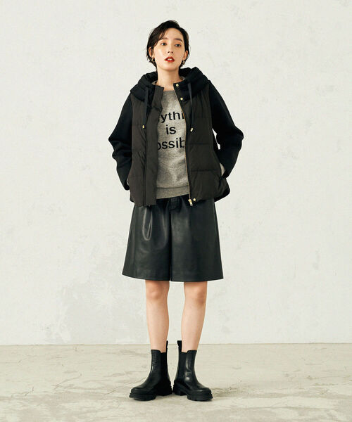 NOLLEY’S（ノーリーズ）の「◇【WEB限定】カットボンディング×スムースタフタダウン（ダウンジャケット/コート・レディース・ベージュ/ブラック・FREE）」の19枚目の写真