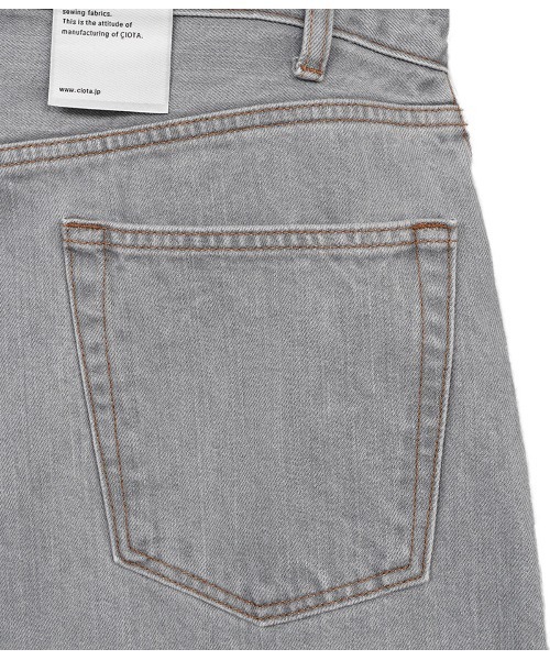 CIOTA（シオタ）の「CIOTA / シオタ：インディゴ スビンコットン 13,5oz ワイドテーパードデニム：NPTM-6RF-LGR[STD]（デニムパンツ・メンズ・ライトグレー・33inch/34inch/31inch）」の6枚目の写真
