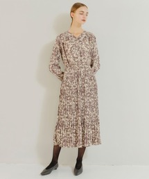 YECCA VECCA | アブストラクトフラワー柄プリーツワンピース(ワンピース)