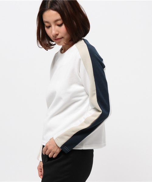 OUTLET(アウトレット)の「【Ciaopanic】カノコライン切替プルオーバー(Tシャツ/カットソー・レディース・ベージュ/ホワイト・FREE)」の4枚目の写真