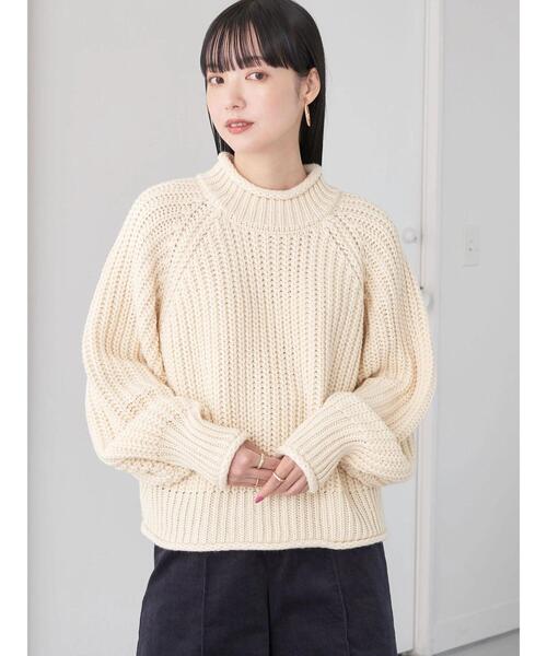 earth music&ecology（アースミュージックアンドエコロジー）の「バルキーショートニット（ニット/セーター・レディース・ブラック/アイボリー/ライトグレー/ボルドー/ダークブルー・FREE）」の6枚目の写真