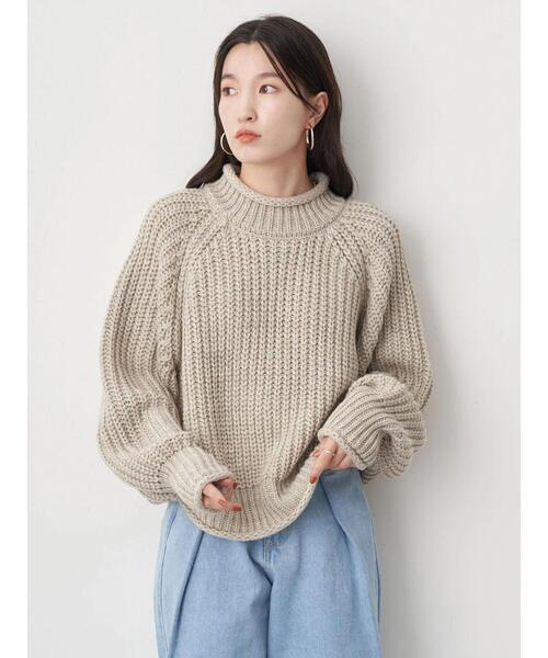 earth music&ecology（アースミュージックアンドエコロジー）の「バルキーショートニット（ニット/セーター・レディース・ブラック/アイボリー/ライトグレー/ボルドー/ダークブルー・FREE）」の7枚目の写真