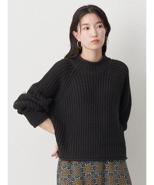 earth music&ecology（アースミュージックアンドエコロジー）の「バルキーショートニット（ニット/セーター・レディース・ブラック/アイボリー/ライトグレー/ボルドー/ダークブルー・FREE）」の8枚目の写真