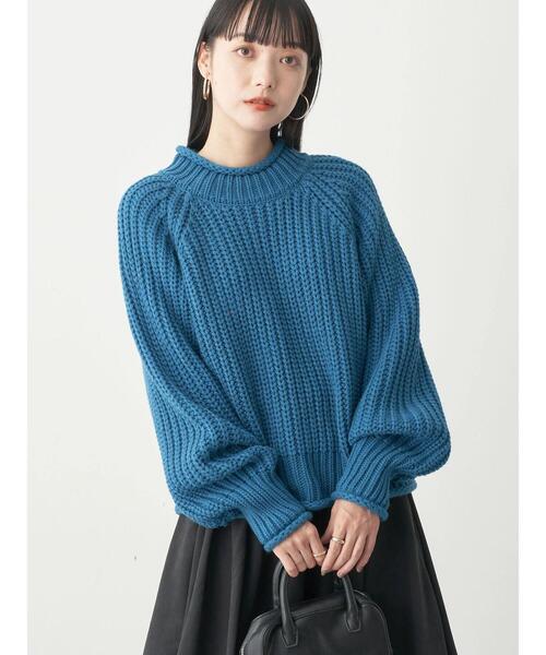 earth music&ecology（アースミュージックアンドエコロジー）の「バルキーショートニット（ニット/セーター・レディース・ブラック/アイボリー/ライトグレー/ボルドー/ダークブルー・FREE）」の10枚目の写真