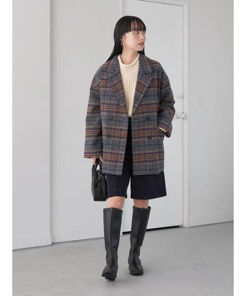 earth music&ecology（アースミュージックアンドエコロジー）の「バルキーショートニット（ニット/セーター・レディース・ブラック/アイボリー/ライトグレー/ボルドー/ダークブルー・FREE）」の15枚目の写真