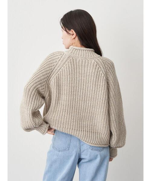 earth music&ecology（アースミュージックアンドエコロジー）の「バルキーショートニット（ニット/セーター・レディース・ブラック/アイボリー/ライトグレー/ボルドー/ダークブルー・FREE）」の18枚目の写真