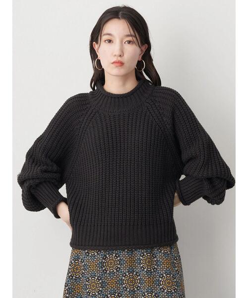 earth music&ecology（アースミュージックアンドエコロジー）の「バルキーショートニット（ニット/セーター・レディース・ブラック/アイボリー/ライトグレー/ボルドー/ダークブルー・FREE）」の21枚目の写真