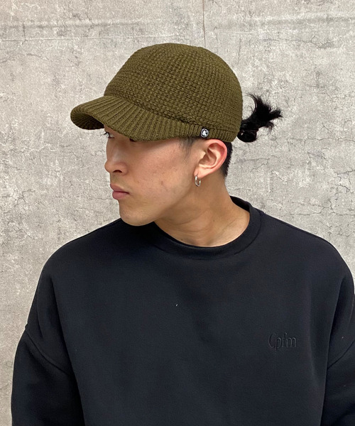 AMBIGUOUS（アンビギュアス）の「AMBIGUOUS/アンビギアス キャップ ワッフルつば付きニットキャップ 32-900（キャップ・メンズ・ベージュ/ブラック×ブラック/グレー/グリーン・FREE）」の4枚目の写真