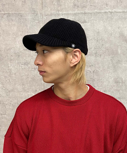 AMBIGUOUS（アンビギュアス）の「AMBIGUOUS/アンビギアス キャップ ワッフルつば付きニットキャップ 32-900（キャップ・メンズ・ベージュ/ブラック×ブラック/グレー/グリーン・FREE）」の7枚目の写真