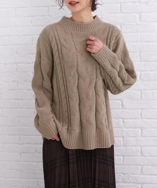 SHOO・LA・RUE(シューラルー)の「◆モール ケーブルニット(ニット/セーター・レディース・サンドベージュ/イエロー系その他/ライトブルー/ホワイト系・00)」の3枚目の写真