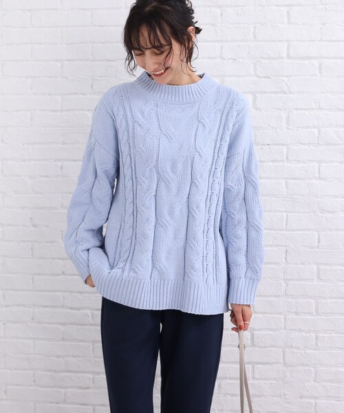 SHOO・LA・RUE(シューラルー)の「◆モール ケーブルニット(ニット/セーター・レディース・サンドベージュ/イエロー系その他/ライトブルー/ホワイト系・00)」の4枚目の写真