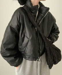 BEIDELLI | [BELLIDE MADE] 2wayフェイクレザークロップドショート中綿ジャケット(ダウンジャケット/コート)