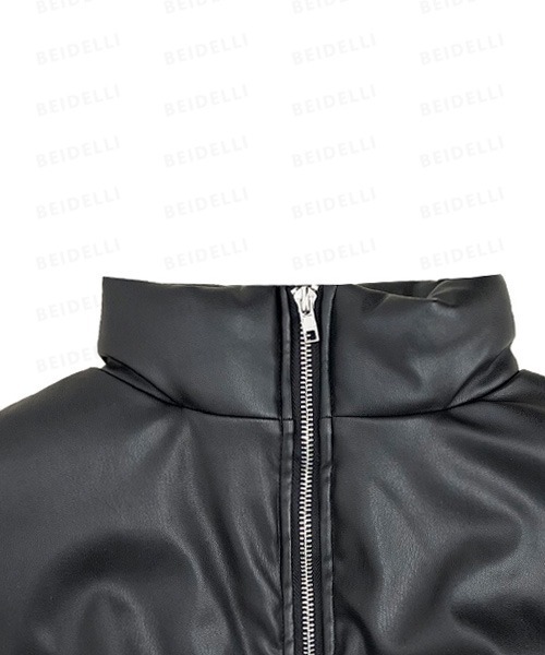 BEIDELLI（ベイデリー）の「[BELLIDE MADE] 2wayフェイクレザークロップドショート中綿ジャケット（ダウンジャケット/コート・レディース・ブラック/グレー・FREE）」の18枚目の写真