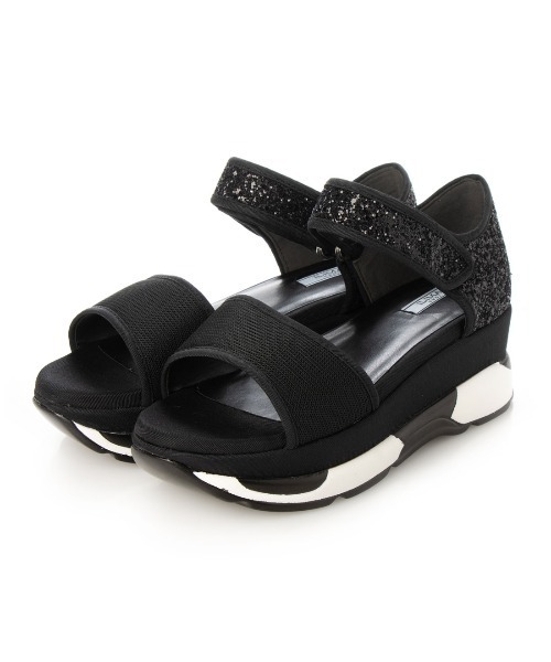 EVOL（イーボル）の「【EVOL】プラットフォームグリッターサンダル IU5073（サンダル・レディース・ベージュ/ブラック×ブラック/ブラック・XS/S/M/L/LL）」の4枚目の写真