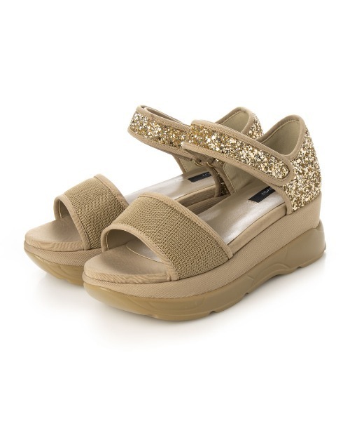 EVOL（イーボル）の「【EVOL】プラットフォームグリッターサンダル IU5073（サンダル・レディース・ベージュ/ブラック×ブラック/ブラック・XS/S/M/L/LL）」の14枚目の写真