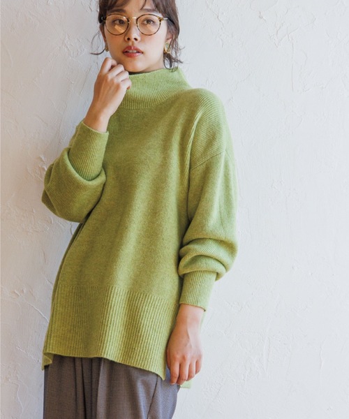 THE SHOP TK （ザ ショップ ティーケー ）の「◆【あったか/柔らかい/程よくゆったり】メランジ調ハイネックニット（ニット/セーター・レディース・アイボリー/黄緑系/ネイビー/ベージュ・12/13）」の3枚目の写真