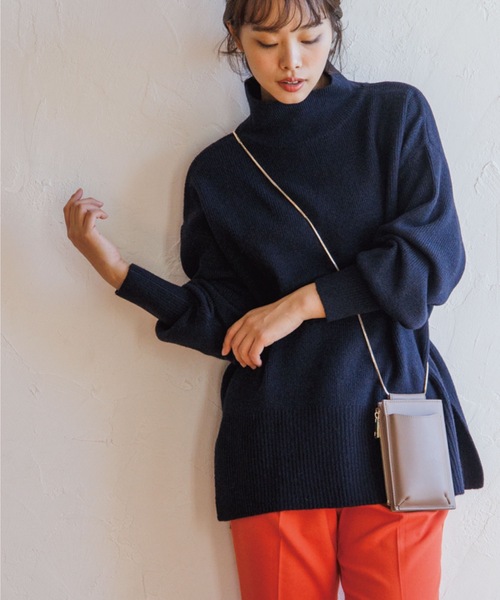 THE SHOP TK （ザ ショップ ティーケー ）の「◆【あったか/柔らかい/程よくゆったり】メランジ調ハイネックニット（ニット/セーター・レディース・アイボリー/黄緑系/ネイビー/ベージュ・12/13）」の4枚目の写真