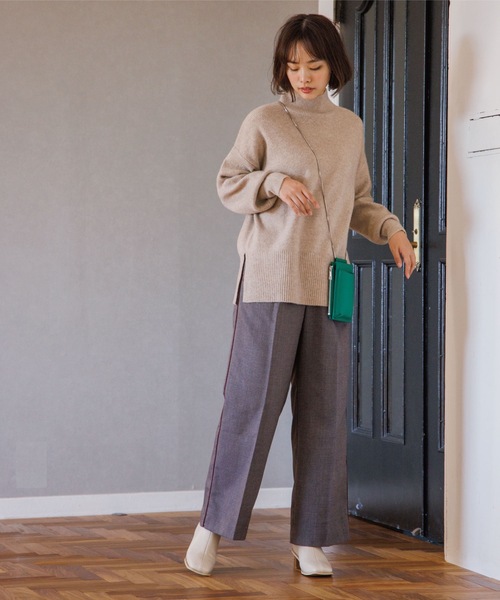THE SHOP TK （ザ ショップ ティーケー ）の「◆【あったか/柔らかい/程よくゆったり】メランジ調ハイネックニット（ニット/セーター・レディース・アイボリー/黄緑系/ネイビー/ベージュ・12/13）」の13枚目の写真