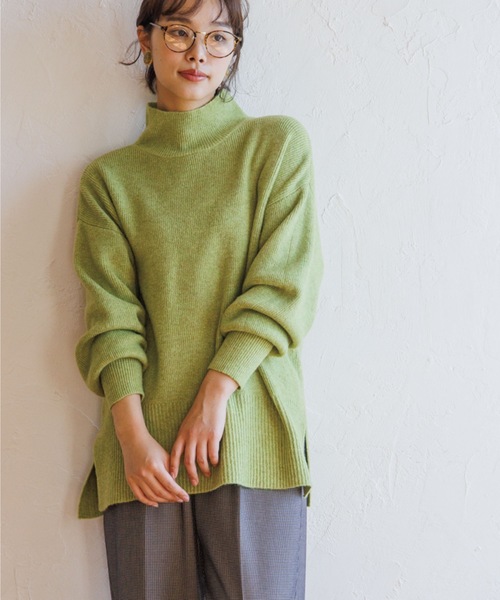 THE SHOP TK （ザ ショップ ティーケー ）の「◆【あったか/柔らかい/程よくゆったり】メランジ調ハイネックニット（ニット/セーター・レディース・アイボリー/黄緑系/ネイビー/ベージュ・12/13）」の21枚目の写真