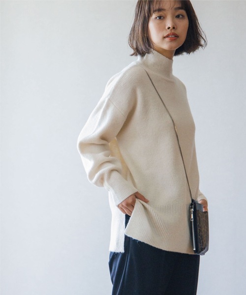 THE SHOP TK （ザ ショップ ティーケー ）の「◆【あったか/柔らかい/程よくゆったり】メランジ調ハイネックニット（ニット/セーター・レディース・アイボリー/黄緑系/ネイビー/ベージュ・12/13）」の6枚目の写真