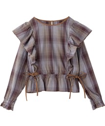 PLAID RUFFLE BLOUSE