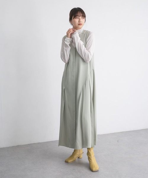 KBF（ケイビーエフ）の「ハイネックスリットカットソー（Tシャツ/カットソー・レディース・グリーン/チャコールグレー/オフホワイト・ONE）」の9枚目の写真