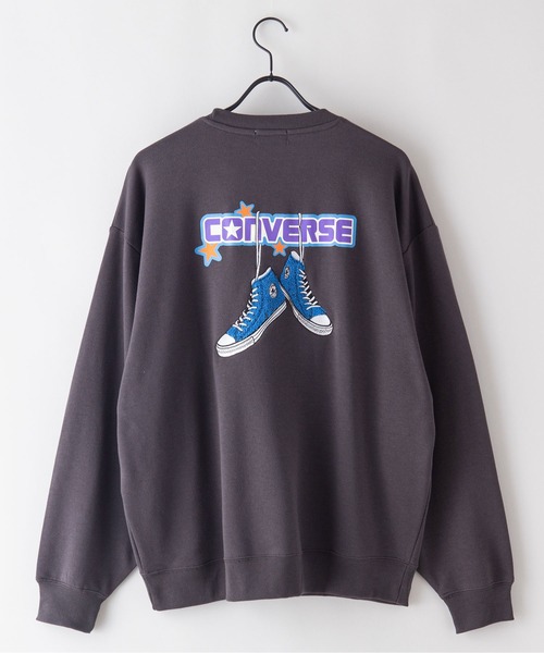 CONVERSE(コンバース)の「【CONVERSE/コンバース】 サガラ刺繍 裏毛 ビッグシルエット バックプリント スウェット トレーナー オールスター(スウェット・メンズ・ライトグレー/グリーン/スミクロ・MEDIUM/X-LARGE/LARGE)」の2枚目の写真