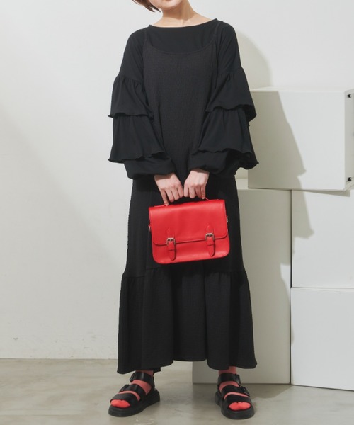 MERLOT(メルロー)の「1枚でも決まる 袖フリルカットソー(Tシャツ/カットソー・レディース・ブラック/ホワイト・FREE)」の6枚目の写真