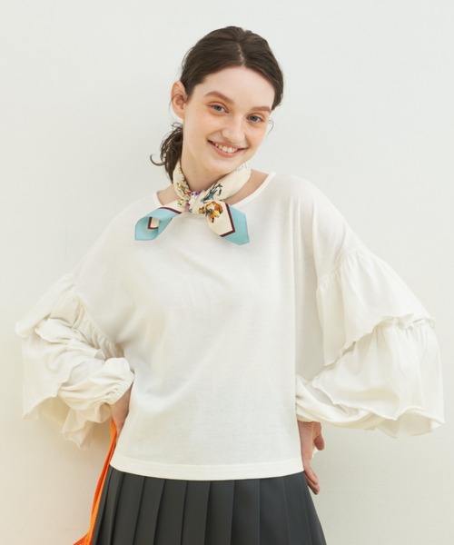MERLOT(メルロー)の「1枚でも決まる 袖フリルカットソー(Tシャツ/カットソー・レディース・ブラック/ホワイト・FREE)」の17枚目の写真