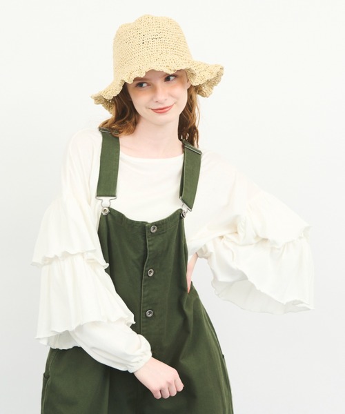 MERLOT(メルロー)の「1枚でも決まる 袖フリルカットソー(Tシャツ/カットソー・レディース・ブラック/ホワイト・FREE)」の9枚目の写真