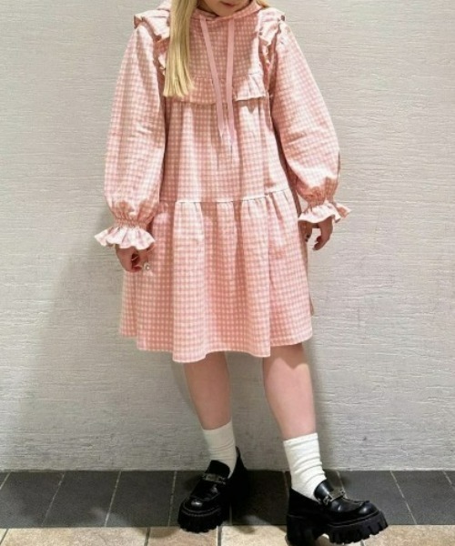 Candy Stripper（キャンディストリッパー）の「GOOD DAYS HOODIE ワンピース（ワンピース・レディース・ライトピンク/ブラック/ヘザーグレー・2）」の3枚目の写真