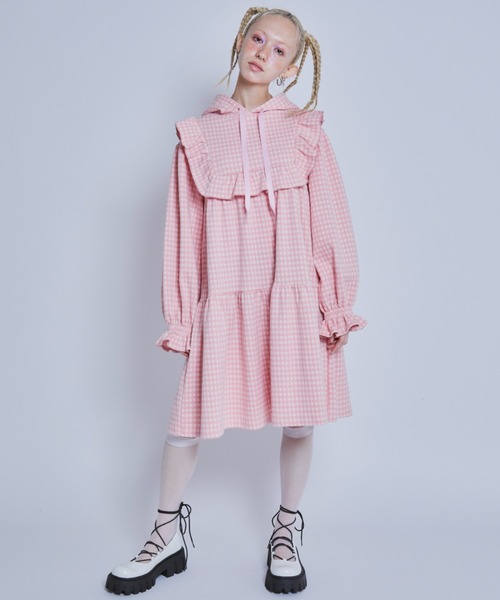 Candy Stripper（キャンディストリッパー）の「GOOD DAYS HOODIE ワンピース（ワンピース・レディース・ライトピンク/ブラック/ヘザーグレー・2）」の8枚目の写真