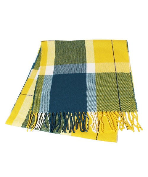 14+（イチヨンプラス）の「ウォッシャブルチェックマフラー（マフラー・レディース・レッド/ブラウン/ブルー/オレンジ/イエロー・FREE）」の3枚目の写真