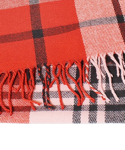 14+（イチヨンプラス）の「ウォッシャブルチェックマフラー（マフラー・レディース・レッド/ブラウン/ブルー/オレンジ/イエロー・FREE）」の7枚目の写真