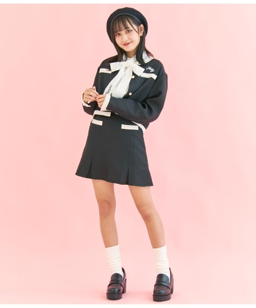 ANAP GiRL(アナップガール)の「ビッグリボンパフスリーブシャツ【セットアップ可能】(シャツ/ブラウス・キッズ・オフホワイト/ライトブルー・XS/S/M)」の15枚目の写真