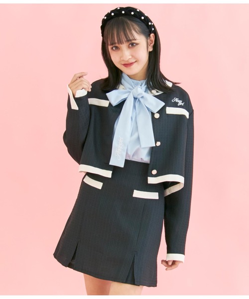 ANAP GiRL(アナップガール)の「ビッグリボンパフスリーブシャツ【セットアップ可能】(シャツ/ブラウス・キッズ・オフホワイト/ライトブルー・XS/S/M)」の10枚目の写真