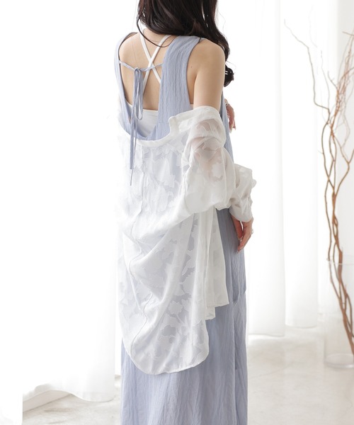 frames RAY CASSIN(フレームスレイカズン)の「ジャガードストライプ ノースリーブワンピース(ワンピース・レディース・キナリ/ブラック/サックスブルー/オレンジ・FREE)」の1枚目の写真