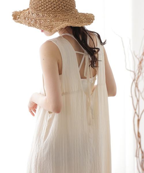 frames RAY CASSIN(フレームスレイカズン)の「ジャガードストライプ ノースリーブワンピース(ワンピース・レディース・キナリ/ブラック/サックスブルー/オレンジ・FREE)」の2枚目の写真