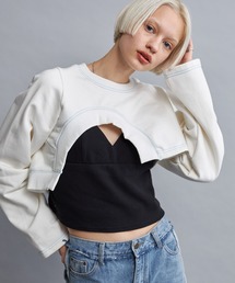 casane | アシメヘムショートトップス(スウェット)
