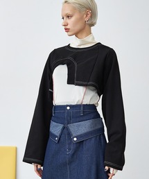 casane | アシメヘムショートトップス(スウェット)