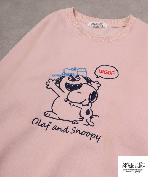 PEANUTS(ピーナッツ)の「PEANUTS スヌーピー スウェット トレーナー 裏起毛(スウェット・レディース・ピンクベージュ/杢グレー/ネイビー・M/L/LL)」の14枚目の写真