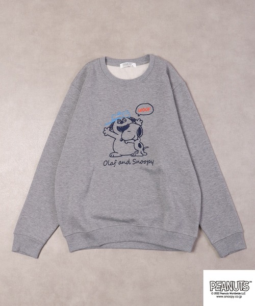 PEANUTS(ピーナッツ)の「PEANUTS スヌーピー スウェット トレーナー 裏起毛(スウェット・レディース・ピンクベージュ/杢グレー/ネイビー・M/L/LL)」の11枚目の写真