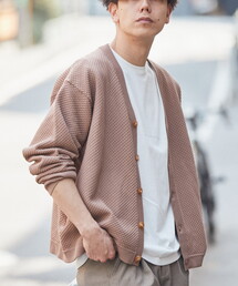 【カーディガン+カットソーの2点SET】ラーベン編みカーディガン