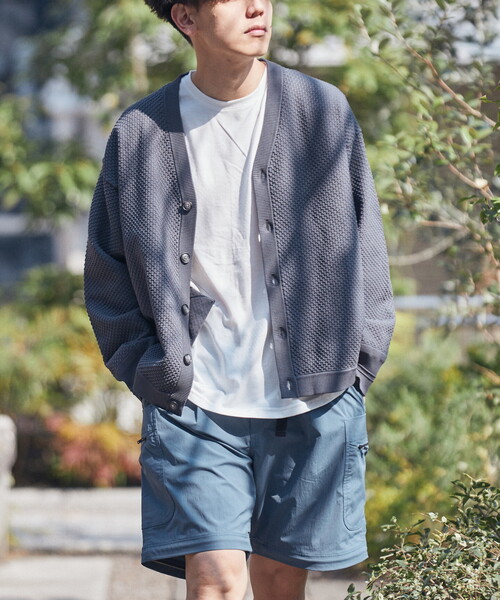 B.C STOCK（ベーセーストック）の「【カーディガン+カットソーの2点SET】ラーベン編みカーディガン（カーディガン/ボレロ・メンズ・ホワイト/ベージュ/グレー/ピンク/グリーン・MEDIUM/LARGE）」の3枚目の写真