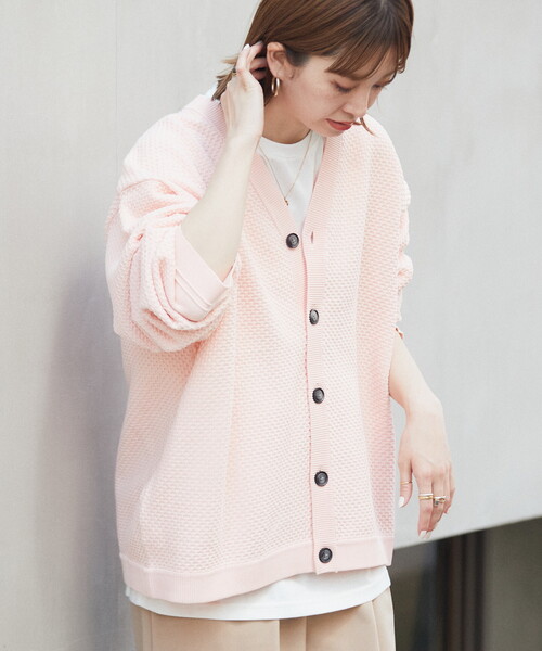 B.C STOCK（ベーセーストック）の「【カーディガン+カットソーの2点SET】ラーベン編みカーディガン（カーディガン/ボレロ・メンズ・ホワイト/ベージュ/グレー/ピンク/グリーン・MEDIUM/LARGE）」の5枚目の写真