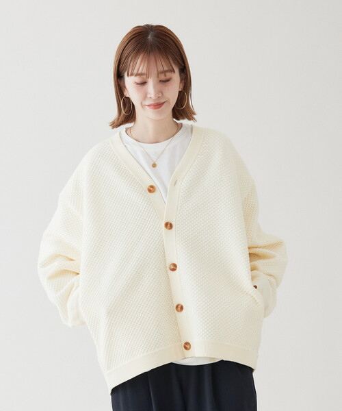 B.C STOCK（ベーセーストック）の「【カーディガン+カットソーの2点SET】ラーベン編みカーディガン（カーディガン/ボレロ・メンズ・ホワイト/ベージュ/グレー/ピンク/グリーン・MEDIUM/LARGE）」の7枚目の写真