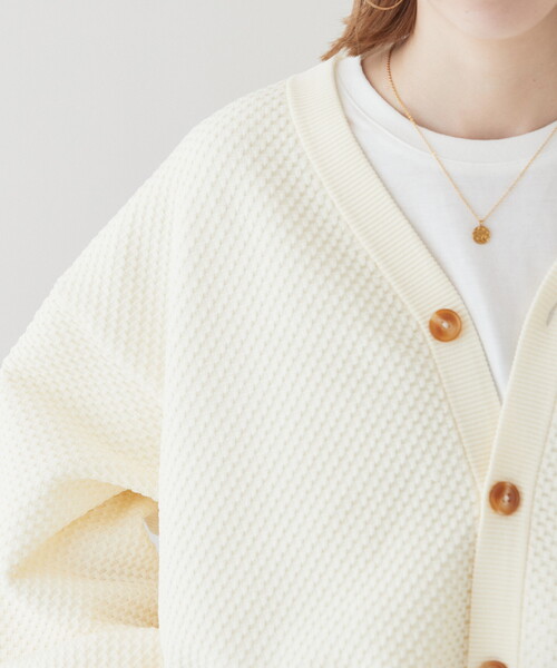 B.C STOCK（ベーセーストック）の「【カーディガン+カットソーの2点SET】ラーベン編みカーディガン（カーディガン/ボレロ・メンズ・ホワイト/ベージュ/グレー/ピンク/グリーン・MEDIUM/LARGE）」の8枚目の写真