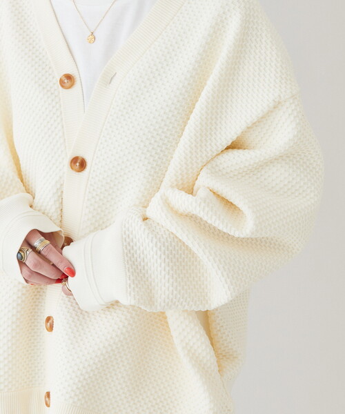 B.C STOCK（ベーセーストック）の「【カーディガン+カットソーの2点SET】ラーベン編みカーディガン（カーディガン/ボレロ・メンズ・ホワイト/ベージュ/グレー/ピンク/グリーン・MEDIUM/LARGE）」の9枚目の写真