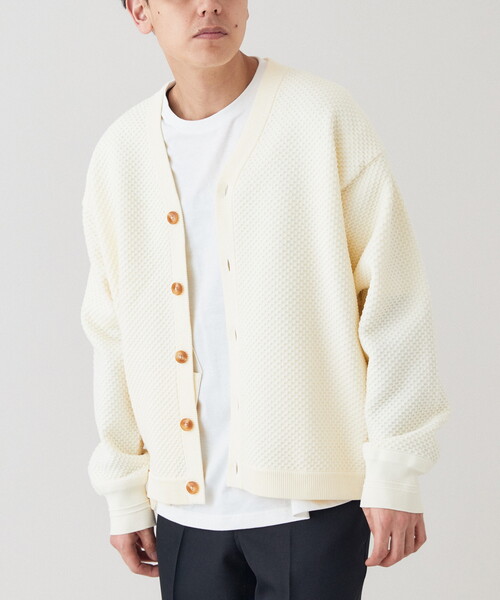 B.C STOCK（ベーセーストック）の「【カーディガン+カットソーの2点SET】ラーベン編みカーディガン（カーディガン/ボレロ・メンズ・ホワイト/ベージュ/グレー/ピンク/グリーン・MEDIUM/LARGE）」の11枚目の写真